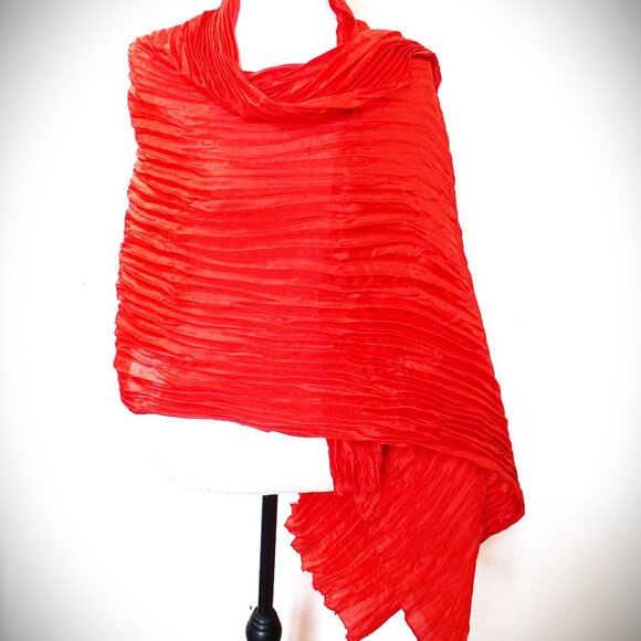 EILEEN FISHER Whisper Transitional Silk Scarf in Flame Color - Picture 4 of 9